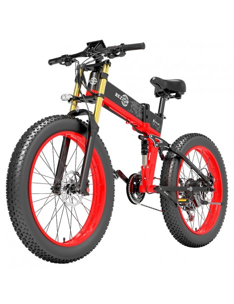 BEZIOR X-PLUS Bicicletta elettrica 1500W Motore 48V 17.5Ah Batteria - Rosso Solo un giorno rimasto