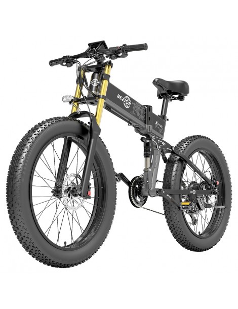 BEZIOR X-PLUS Electric Bike 1500W Motor 48V 17.5Ah Battery 26*4.0 Tire Mountain Bike 40 km/h Max Speed 200kg Load -Black Super sconto