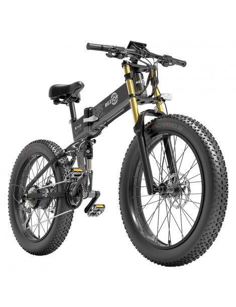 BEZIOR X-PLUS Electric Bike 1500W Motor 48V 17.5Ah Battery 26*4.0 Tire Mountain Bike 40 km/h Max Speed 200kg Load -Black Super sconto