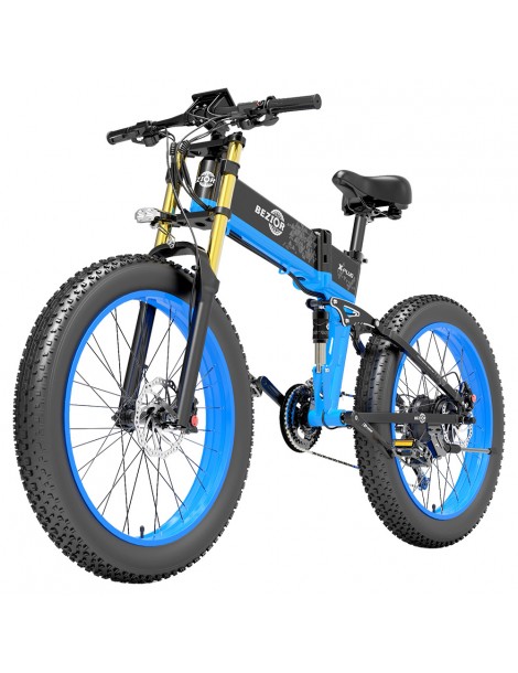 BEZIOR X-PLUS Electric Bike 1500W Motor 48V 17.5Ah Battery 26*4.0 Tire Mountain Bike 40 km/h Max Speed 200kg Load - Blue Enormi sconti