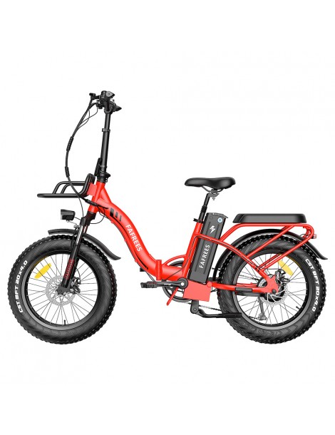 FAFREES F20 Max 20*4 Fat Inch Tire Bicicletta elettrica pieghevole - Motore brushless da 500W e batteria 18Ah - Rosso Duty-free