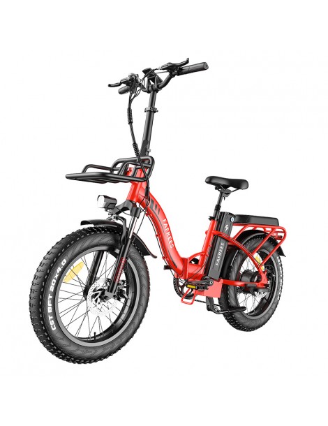 FAFREES F20 Max 20*4 Fat Inch Tire Bicicletta elettrica pieghevole - Motore brushless da 500W e batteria 18Ah - Rosso Duty-free