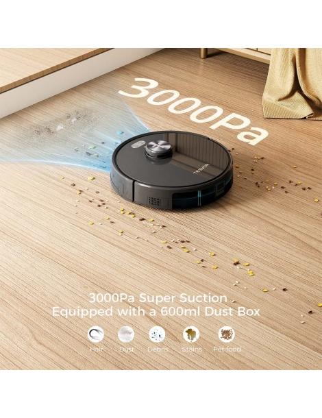 Tesvor S5 Robot Aspirapolvere 3 in 1 Aspirazione Mopping Spazzare 3000Pa Aspirazione Navigazione LiDAR - Nero Soddisfazione Garantita