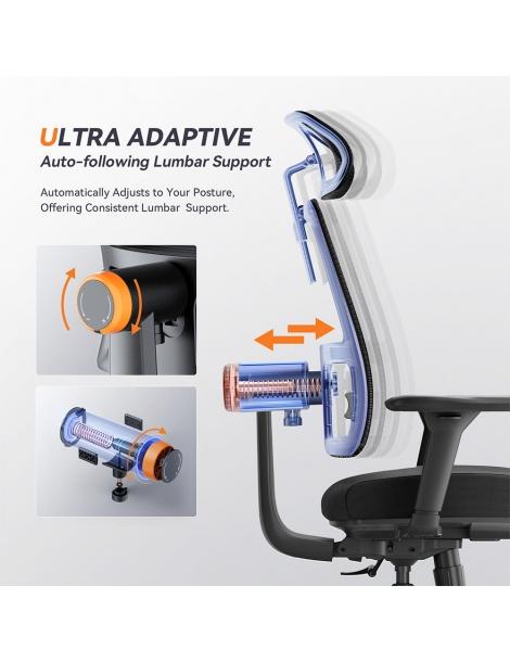 NEWTRAL MAGICH002 Ergonomic Chair Auto-Following Backrest Adaptive Lower Back Support Adjustable Headrest Seat Depth 4D Arm Qualità Garantita
