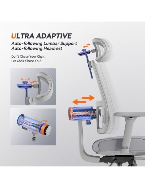 NEWTRAL MagicH-BPro Sedia ergonomica con poggiapiedi poggiaschiena auto-avvolgente supporto lombare adattivo - Grigio Vendite Flash