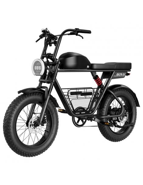 GUNAI-T Bicicletta elettrica motore 1000W batteria 48V 21Ah pneumatici grassi 20*4.0 pollici velocità massima 60km/h - Nero Ultimi tre giorni