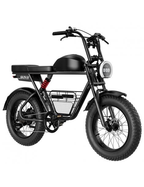 GUNAI-T Bicicletta elettrica motore 1000W batteria 48V 21Ah pneumatici grassi 20*4.0 pollici velocità massima 60km/h - Nero Ultimi tre giorni