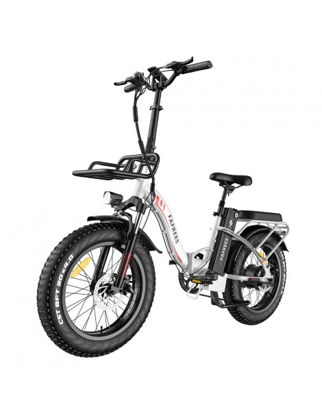 FAFREES F20 Max 20*4.0 Pneumatici Grassi da 20 Pollici Bicicletta Elettrica Pieghevole - Batteria 22.5Ah e Motore 500W - Bianco Promozione temporanea