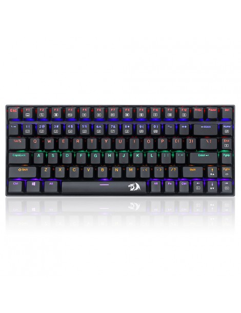 K629-KB 75% Arcobaleno LED retroilluminazione tastiera meccanica da gioco 84 tasti interruttore blu-nero Promozione Limitata