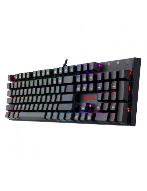 Tastiera meccanica cablata a 104 tasti K565-RGB Retroilluminazione RGB Layout USA Base in alluminio Interruttore rosso - Nero Shopping Online