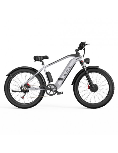 DUOTTS F26 26*4.0 Inch Bicicletta elettrica con pneumatici grassi doppio motore 750W*2 batteria LG 17.5Ah - Argento Negozio