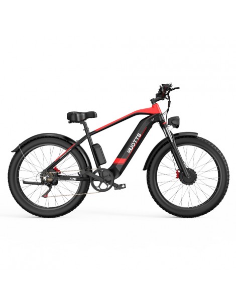 DUOTTS F26 26*4.0 Inch Bicicletta elettrica con pneumatici grassi doppio motore 750W*2 batteria LG 17.5Ah - Nero In Saldo