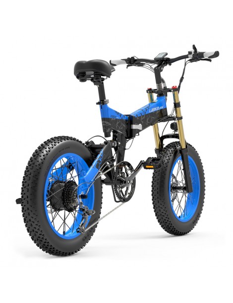 LANKELEISI X3000 Plus Bicicletta elettrica pieghevole Big Fork 48V 1000W Motore 17.5Ah Batteria - Nero e Blu Shopping online