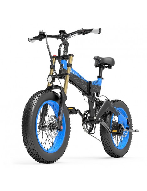 LANKELEISI X3000 Plus Bicicletta elettrica pieghevole Big Fork 48V 1000W Motore 17.5Ah Batteria - Nero e Blu Shopping online