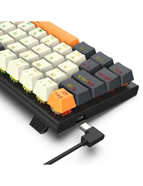 K633CGO-RGB Ryze Tastiera da gioco meccanica compatta a 68 tasti Layout tedesco Interruttore rosso retroilluminato RGB Sostegno trimestrale