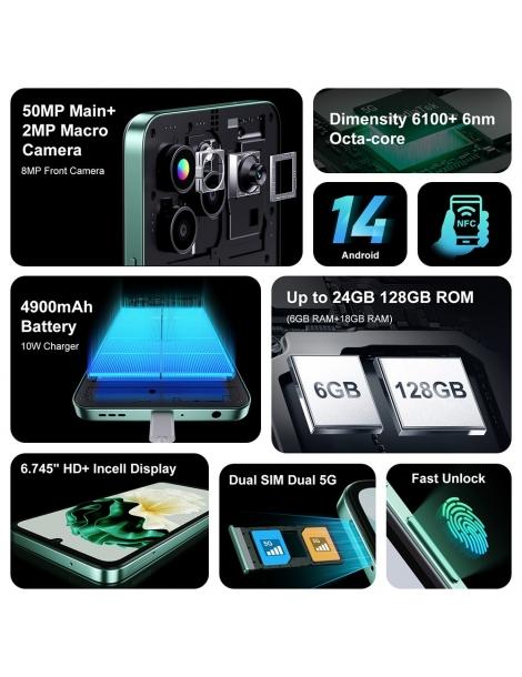 FOSSiBOT S1 5G 6GB+128GB Smartphone schermo da 6 745 pollici fotocamera da 50MP NFC GPS Android 14 - Nero Super sconto