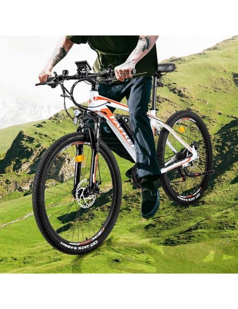 FAFREES Bici elettrica da 26 pollici 250 W con batteria agli ioni di litio da 36 V 10 Ah SHIMANO 21 velocità-Bianco Spedizione Gratuita