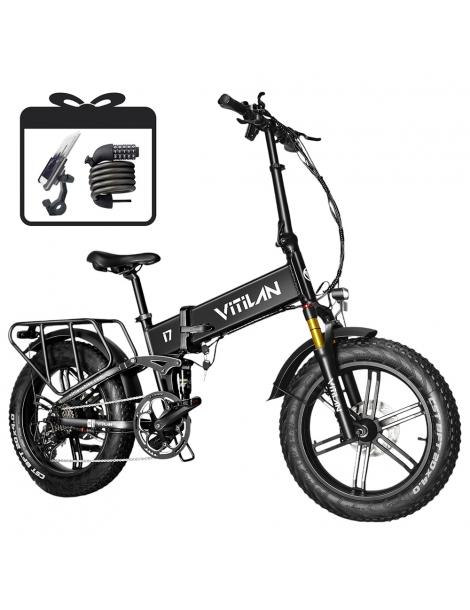 Vitilan I7 Pro 3.0 Bicicletta elettrica motore 750W 48V 20Ah pneumatico grasso 20*4.0 pollici 45km/h 80Nm 110km - Nero Vendita Calda