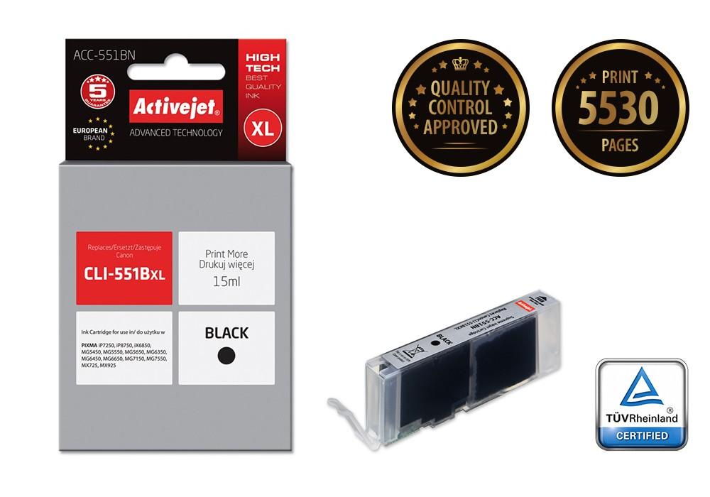 Activejet ACC-551BN cartuccia d'inchiostro 1 pz Compatibile Resa elevata (XL) Nero