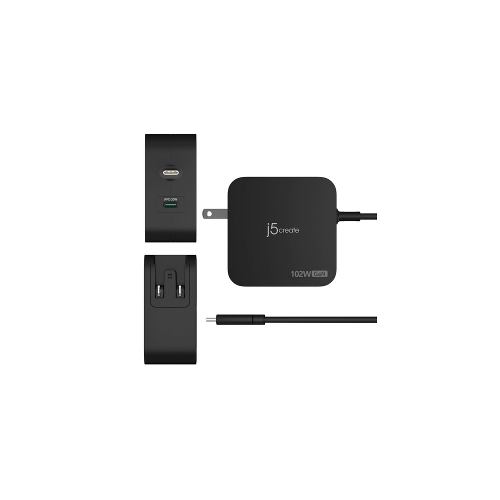 j5create 102W GaN PD USB-C 2-Port Charger with Changeable AC Plugs Limitato a 3 giorni