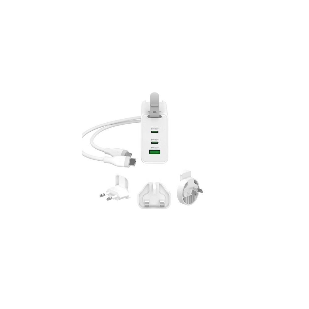 j5create 65W GaN USB-C 3-Port Traveler Charger with changeable AC plugs and USB-C cable Esporta salva