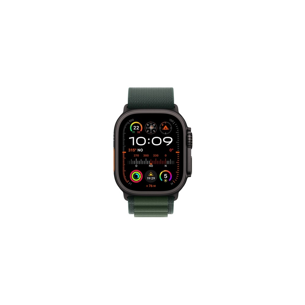APPLE Apple Watch Ultra 2 GPS + Cellular 49mm Black Titanium Case with Dark Green Alpine Loop - Small Trasporto libero internazionale