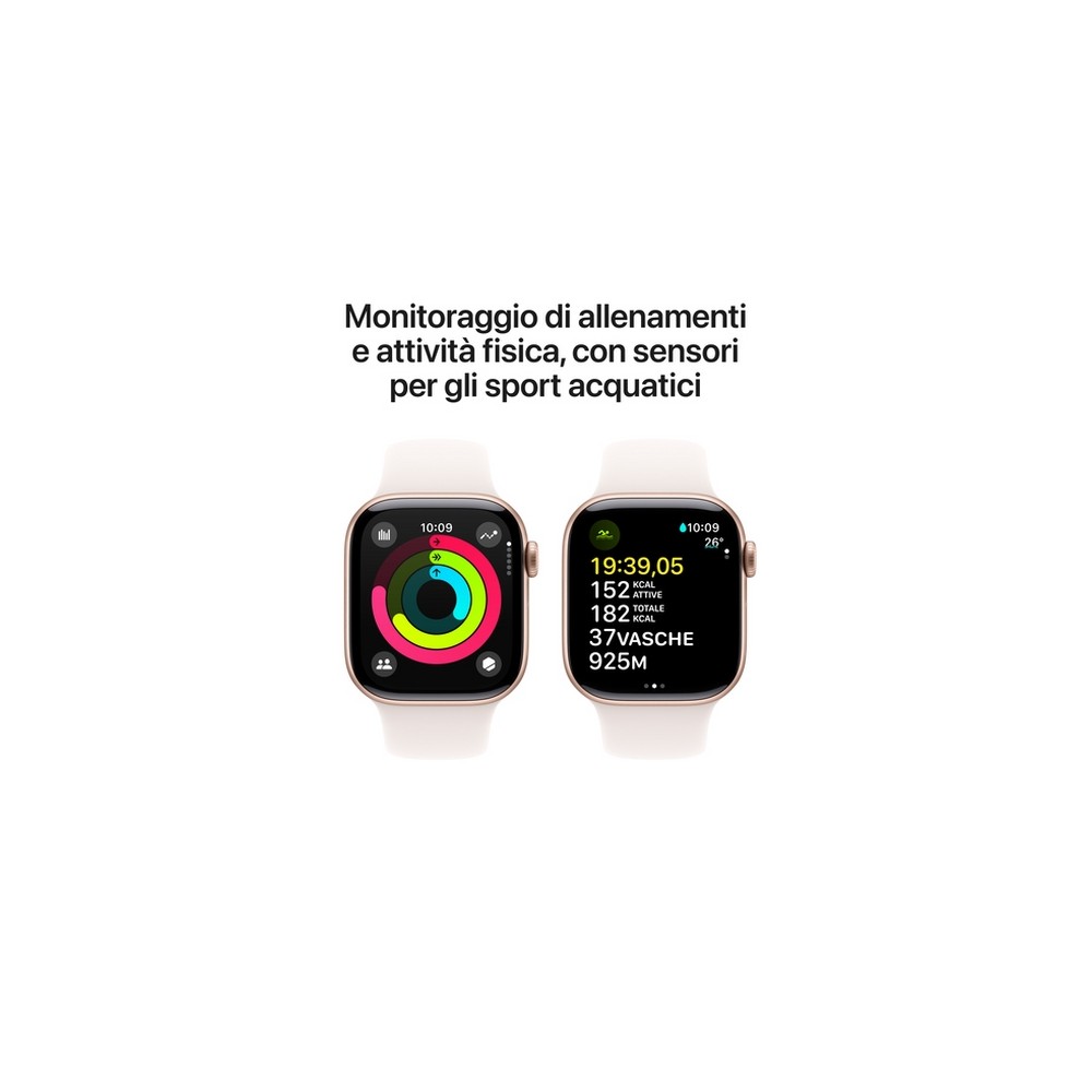 APPLE Apple Watch Series 10 GPS 42mm Rose Gold Aluminium Case with Light Blush Sport Band - M/L Qualità Garantita