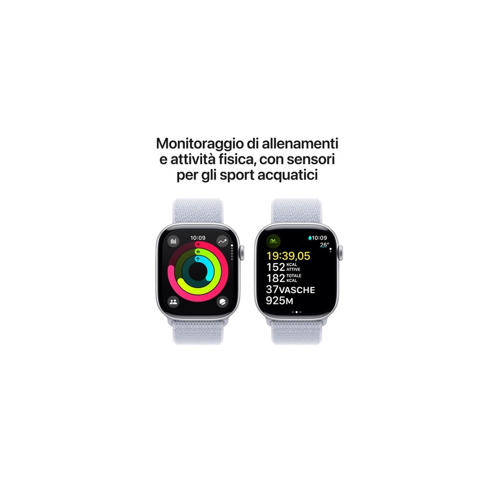 APPLE Apple Watch Series 10 GPS 46mm Silver Aluminium Case with Blue Cloud Sport Loop Promozione Limitata
