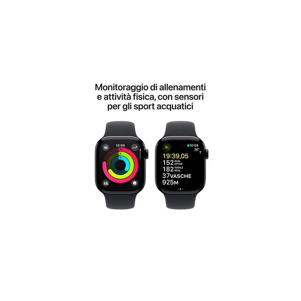 APPLE Apple Watch Series 10 GPS + Cellular 42mm Jet Black Aluminium Case with Black Sport Band - M/L Economico