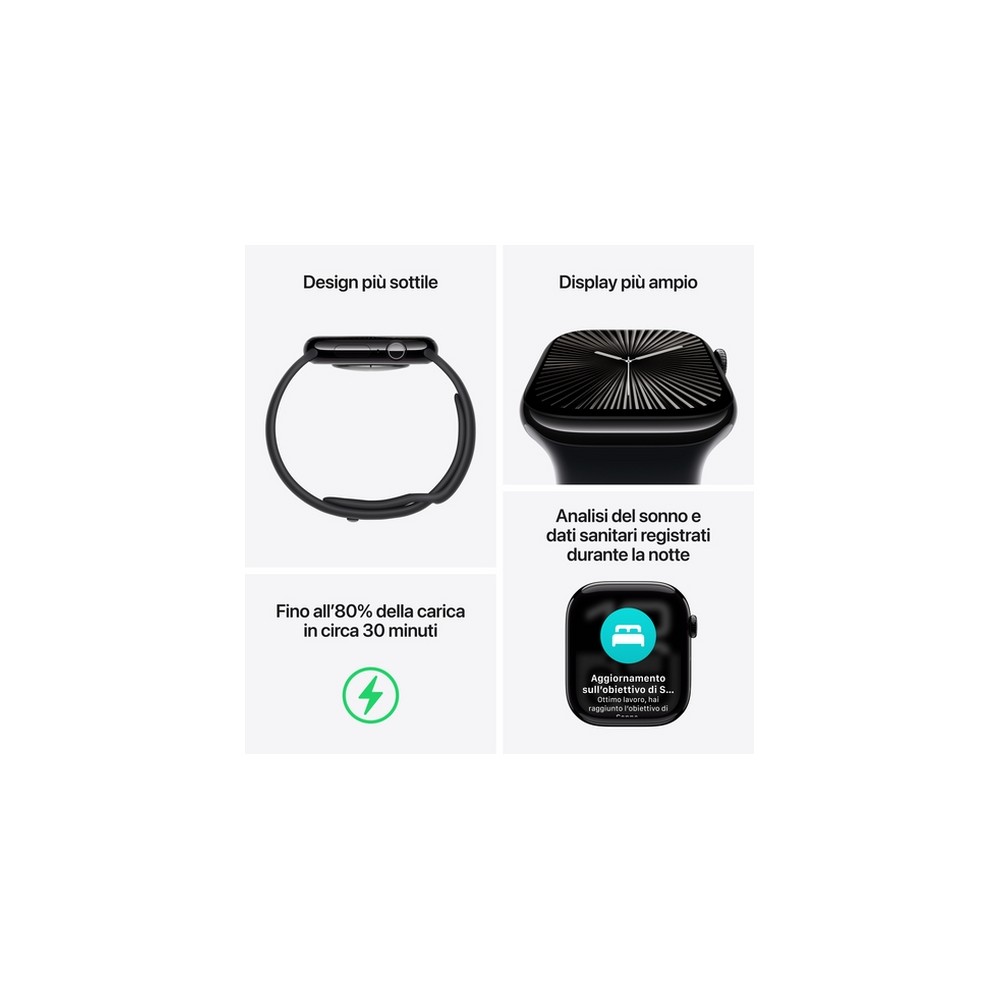 APPLE Apple Watch Series 10 GPS + Cellular 42mm Natural Titanium Case with Stone Grey Sport Band - S/M Offerte