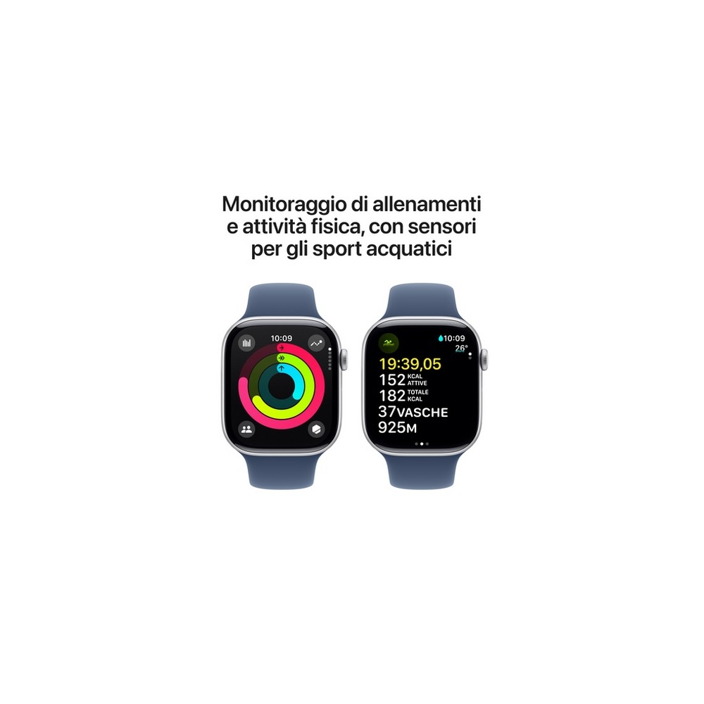 APPLE Apple Watch Series 10 GPS + Cellular 46mm Silver Aluminium Case with Denim Sport Band - S/M I Più Venduti