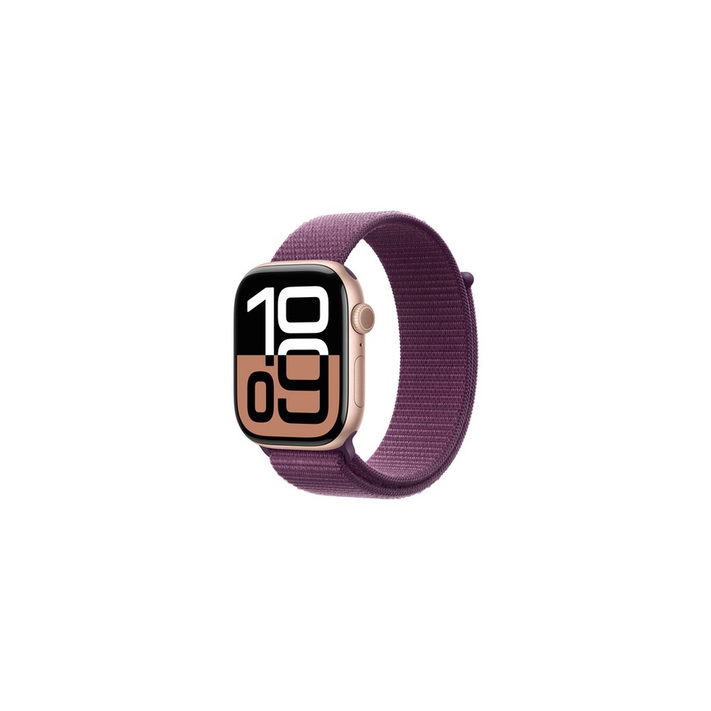 APPLE Apple Watch Series 10 GPS + Cellular 46mm Rose Gold Aluminium Case with Plum Sport Loop