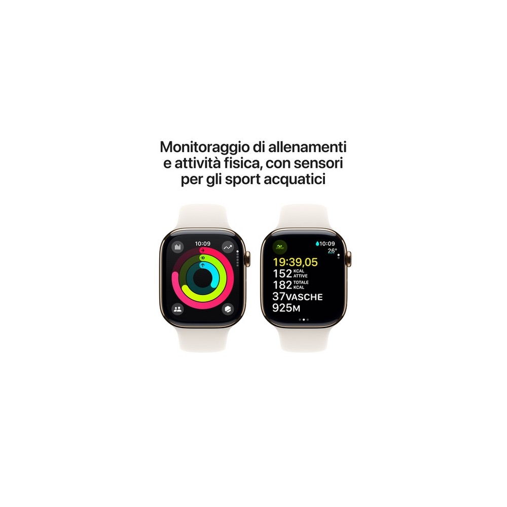 APPLE Apple Watch Series 10 GPS + Cellular 46mm Gold Titanium Case with Starlight Sport Band - M/L Offerta esclusiva
