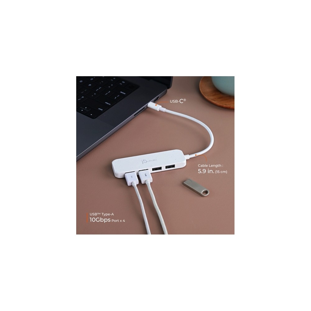 j5create Eco-Friendly USB-C to 4-Port Type-A Gen 2 Hub Italia