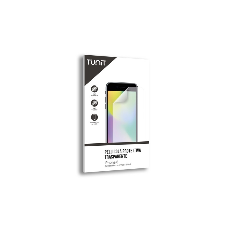 TUNIT Pellicola protettiva trasparente e anti-impronta per iPhone 8 / SE 2020
